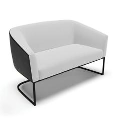 Imagem de Sofá Namoradeira 2 Lug Industrial Preto Stella Pto-linho D03 - D`rossi Cor Cinza