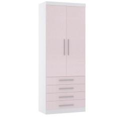 Imagem de Guarda Roupa Modulado 90cm 2 Portas E 4 Gavetas Alpes Luciane Móveis Branco Pf Com Rosa Pf