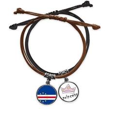 Imagem de DIYthinker Pulseira de couro com corrente de mão com bandeira nacional da África do Cabo Verde
