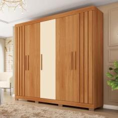 Imagem de Guarda-roupa Casal 5 Portas 2 Gavetas com Ripado Sophia Espresso Móveis Freijó/Off White