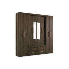 Imagem de Guarda Roupa Casal 8 Portas E 4 Gavetas C Espelho Napoles Ebano Santos Andira