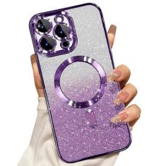 Imagem de Misscase Capa com glitter magnético para iPhone 14 Pro Max compatível com MagSafe, protetor de lente de câmera, proteção total, elegante, antiarranhões, à prova de poeira, capa para iPhone 14 Pro Max,