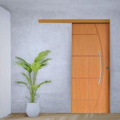 Imagem de Porta de Correr Padrão Imbuia Belissima 6 Trilho Embutir Puxador Curvo 600 Mm 110 X 210 Direito Natural