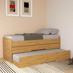 Imagem de Bicama Solteiro Juliette Camarú Com 2 Gavetas E Rodízios