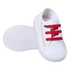 Imagem de Genérico, Tênis Bebe infantil B2A KIDS antialérgico Social Baby Cor:Branco/Vermelho;Tamanho:22
