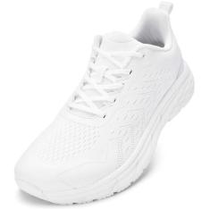 Imagem de Akk Sapatos masculinos com bico largo – Sapatos de caminhada de largura extra larga confortável tênis de corrida atlética corrida treino academia tênis para inchaço joanete fascite plantar, Branco,