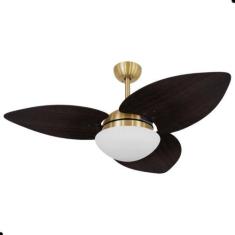 Imagem de Ventilador de Teto Kovalski Dourado 3 Pás Tabaco 220V com Controle - M