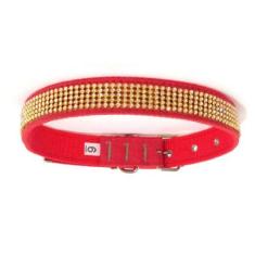 Imagem de Coleira Camurça Com Strass Vermelha Tamanho Nº. 06 - Nica Pet