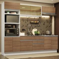 Imagem de Cozinha Completa Madesa Glamy 270010 com Armário e Balcão (sem Tampo e Pia) - Branco/rustic
