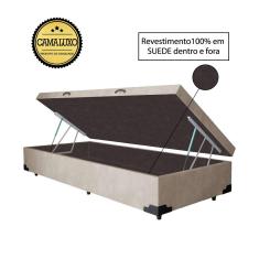 Imagem de Cama Box Baú Luxo Blindado Solteiro AColchoes Suede Bege 41x88x188