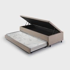 Imagem de Bicama com Baú Solteiro Reforçado em Suede 88x188cm