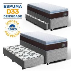 Imagem de Cama Box com Colchão de Espuma D33 Pillow Top Comfort Luxo + Auxiliar de Espuma Unique Solteiro 88cm