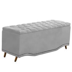 Imagem de Recamier Calçadeira Baú Belize Casal Queen 160cm Veludo Cinza - Montan