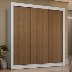 Imagem de Guarda-Roupa Casal 3 Portas De Correr Rustic/Branco Sublime Plus Mades