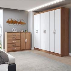 Imagem de Guarda-Roupa Casal Layla 6 Portas 2 Gavetas com Cômoda 2 Portas 5 Gave