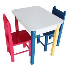 Imagem de Mesa Infantil Retangular Colorida Com 2 Cadeiras Carlu