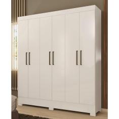 Imagem de Guarda Roupa Roupeiro Casal 63020 06 Portas 03 Gavetas Prático Branco Demóbile