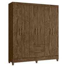 Imagem de Guarda Roupa Casal 6 Portas 2 Gavetas 153cm Paraná M07 Castanho Wood - Mpozenato
