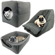 Imagem de Cama Toca Iglu 3 em 1 Suede Cachorro Gato Frio Quente Pet M