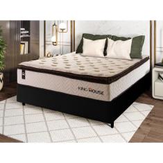 Imagem de Conjunto Cama Box c/ Molas Ensacadas Quartzo Marrom Casal 138x188x71