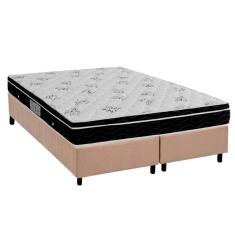 Imagem de Cama Box Queen: Colchão Molas Ortobom Nanolastic Physical Spring + Base Crc Suede Bege(158X198)