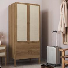 Imagem de Guarda-roupa 2 Portas 2 Gavetas Palhinha Pé Madeira Oslo Hanover