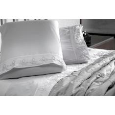 Imagem de Jogo De Lençol Duda Bordado King 04 Peças - Cinza - Casaborda Enxovais