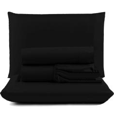 Imagem de Jogo De Lençol Pratik Peletizado Padrão 4 Peças Barato - Preto