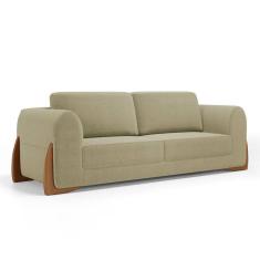 Imagem de Sofá Living Bloom 180cm 02 Lugares com Pés de Madeira Bouclê Bege - Desk Design
