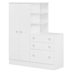 Imagem de Guarda-Roupa Infantil Com Cômoda Doce Sonho 2 Portas 3 Gavetas Qmovi