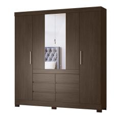 Imagem de Guarda Roupa Casal 4 Portas Com Espelho E Pés ébano Touch