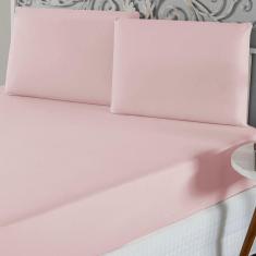 Imagem de Jogo De Lençol Queen Malha 100% Algodão 3 Peças Cor Rosa