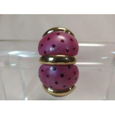 Imagem de pulseira bracelete de abs e resina com bolinhas pretas elasticado - Gk