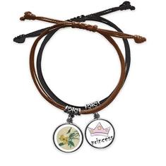 Imagem de DIYthinker Loquat Pulseira de couro com estampa de penas bordada, pulseira de pintura chinesa com corrente de mão