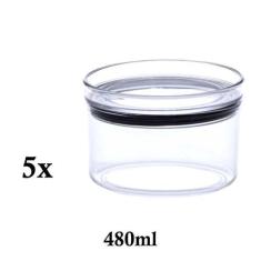 Imagem de 5 Potes Herméticos Redondo Empilháveis 480ml para armazenamento de ali