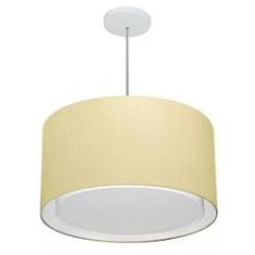 Imagem de Lustre Pendente Cilíndrico Duplo Md-4293 Cúpula em Tecido 45x30cm Algodão Crú - Bivolt