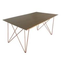 Imagem de Mesa De Jantar Trama Base Cobre Com Tampo Amêndoa 140 X 80 - Asturias