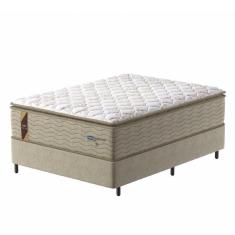 Imagem de Cama Box Colchão Casal Molas Guarda Costas Max 138x188x78cm Branco/bege Probel Bege/bco