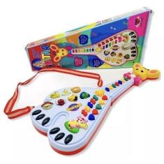 Imagem de Guitarra De Brinquedo Infantil Girafa Colorido 26 Teclas Sons De Anima