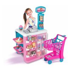 Imagem de Confeitaria Infantil Mercadinho c/ Carrinho Som Luzes Rosa