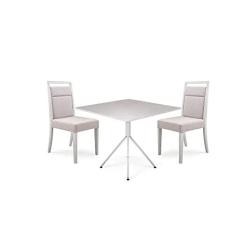 Imagem de Conjunto Mesa de Jantar com 2 Cadeiras Herval Slim, Off White e Bege