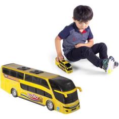Imagem de Ônibus Miniatura Dois Andares Mini Buzão Plástico - Bs Toys