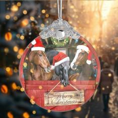 Imagem de Enfeites de Natal para a família 2024, ornamentos engraçados de cavalo para árvore de Natal, enfeites de Natal de cavalo, decorações familiares exclusivas, presentes de férias de Natal, presentes de