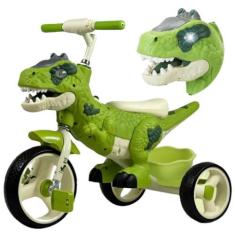 Imagem de Triciclo Dinossauro Passeio Motoca Infantil C/ Cesta Luz Som - DM TOYS