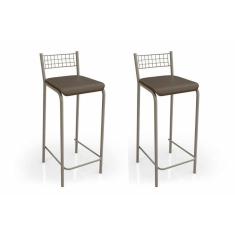 Imagem de Banqueta Sala De Jantar Gênova 2b705nk Kit 2 Un Níquel/courano Marrom - Kappesberg