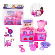 Imagem de Mini Cozinha Rosa Infantil Fogão Liquidificador e Acessórios - Compre 