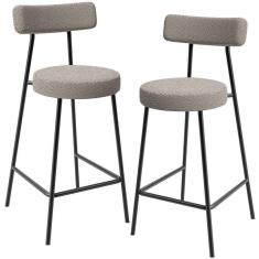 Imagem de Kit 02 Banquetas Baixa Para Cozinha Sala De Jantar Bar Bancada Milão L02 Bouclê Creme