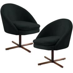 Imagem de Kit 02 Poltronas Decorativas Giratória Base X Rafa D02 Veludo  B-300 - Lyam Decor
