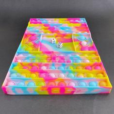 Imagem de Tabuleiro Big Pop It Jogo Anti Stress Rosa, Azul E Amarelo