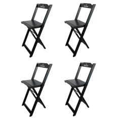 Imagem de Kit 4 Banquetas Bistrô Dobrável Madeira Personalizada Hei Preta - Cor: Preto